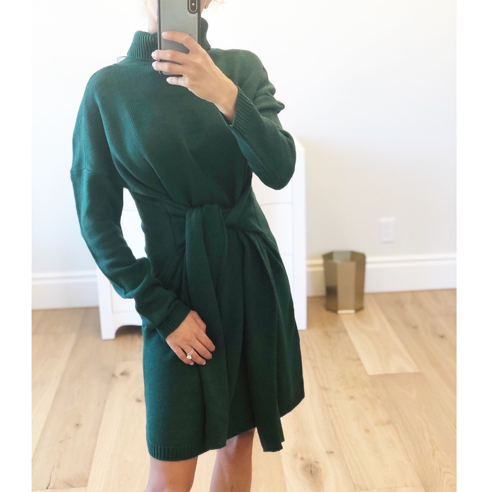 TORREY PINES Green Tie Turtleneck Sweater Dress - Picture 8 of 11